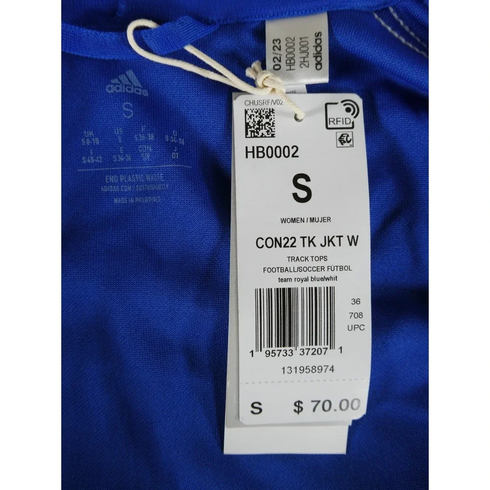Adidas Women's Track Top HB0002 Royal Blue Size S Full Zip Athletic Jacket - Picture 10 of 10